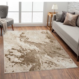 LUXE WEAVERS Marble Swirl Abstract Area Rug, Beige 5x7