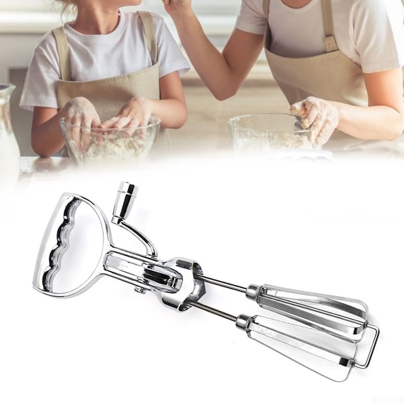 Hand Crank, Stainless Steel Manual Beaters, Rotary Egg Beater, Double