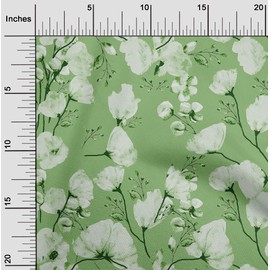 oneOone Viscose Chiffon Green Fabric Florals Fabric for Sewing Printed Craft Fabric by The Yard 42 Inch Wide
