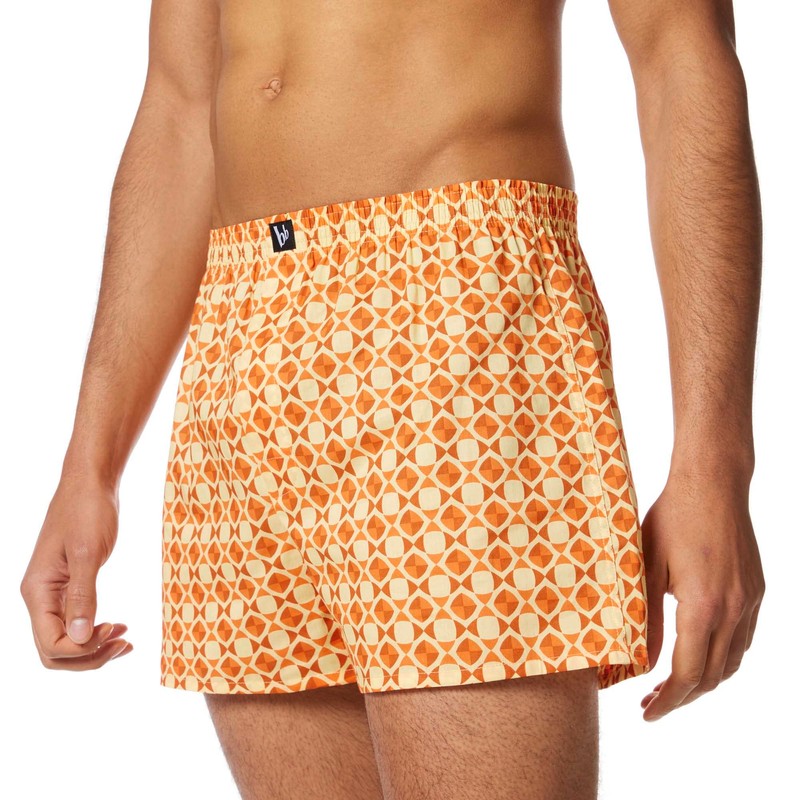 bruno banani Men's Boxer Shorts, Pumpkin/Vanilla Print // Pumpkin