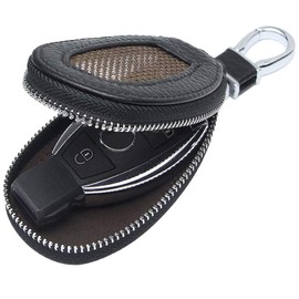 VSLIH Universal Genuine Leather Key Case Car Smart fob Cover Keychain for Remote Key Fob (Black)