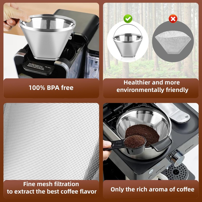 Bouaid Stainless Steel Coffee Filter, Suitable for Ninja Coffee Filter