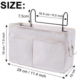 Qanye 2 Pieces Bed Organiser for Hanging, Hanging Bag Organiser, Multifunctional Bed Bag, Bed Organiser, Bed Bags, for Office, Kitchen and Bedroom Bed (Black/White)