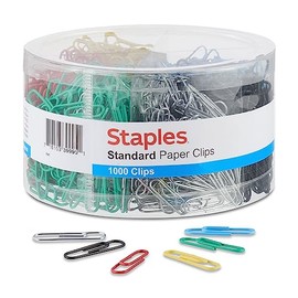 Staples Standard #1 Paper Clips, Assorted Colors, 1000/Pack