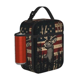 Camo Deer Insulated Lunch Bag, Leakproof Portable Box For Boys Girls, Large Capacity Cooler Bag With Handle And Bottle Pocket For Kids Teens Adults Office Camping School Hiking Outdoor
