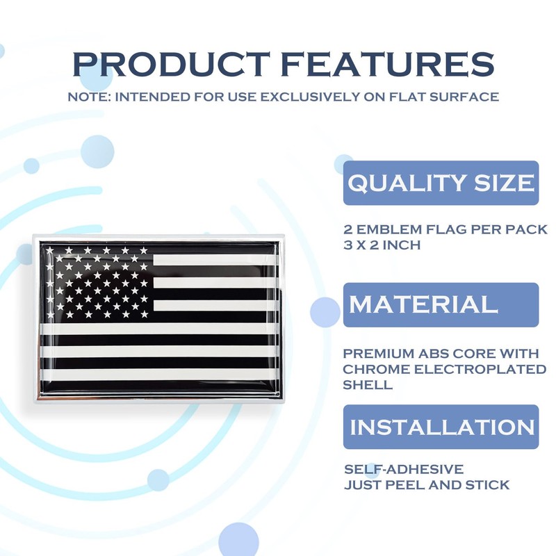 Perdecor US American Flag Sticker Emblem Black USA Decal Car
