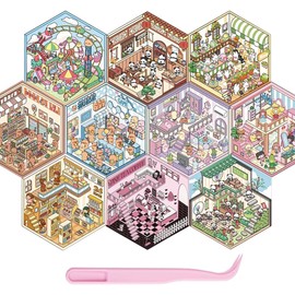 10 Hojas Kit de Escenas con Pegatinas 3D DIY - 10 Sets de Pegatinas de Niñas,Calcomanías 3D,DIY de Escenas Miniaturas con Pinzas para Adultos y Niños, Manualidades para Aliviar el Estrés