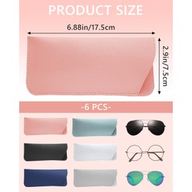 JELIEE 6 Pack Soft Eyeglass Cases Slim Reading Eyeglasses Cases Soft Leather Sunglasses Cases Portable Travel Glasses Storage Pouch for Men Woman（6 Colors）