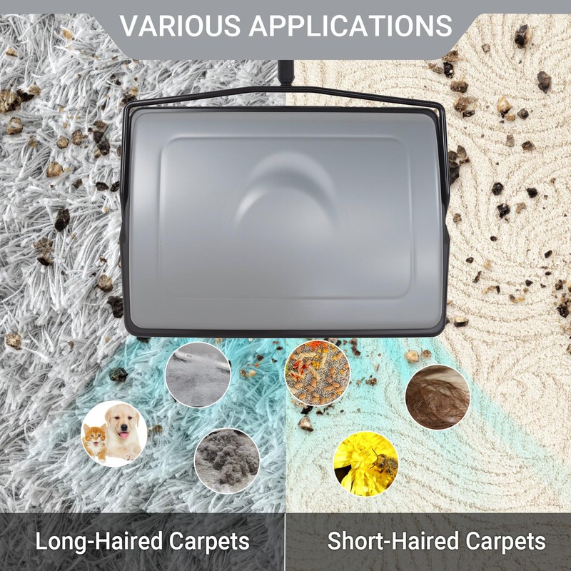 EZ SPARES Quiet Carpet Sweeper,Floor Sweeper with Pig-Bristles,Suitable for Carpet