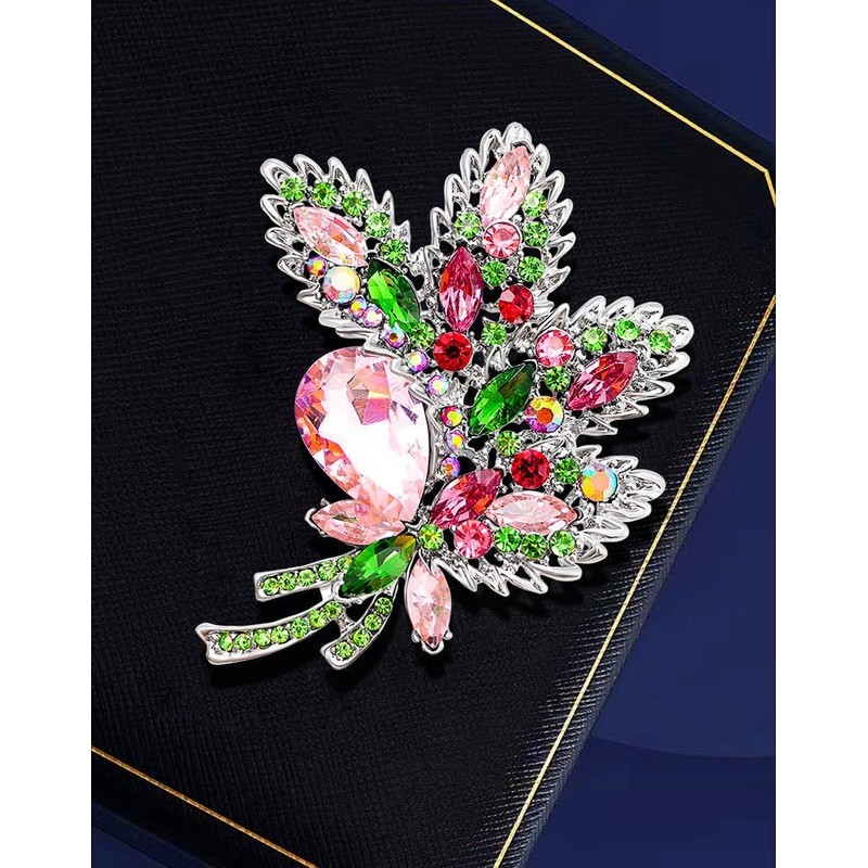 Axmerdal - Broche de ramo de diamantes de imitación para