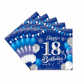 40 PCS Birthday Napkins,18th Birthday Napkins for Boys and Girls Disposable丨Happy 18th Theme Party Decorations Supplies(Blue and Silver)