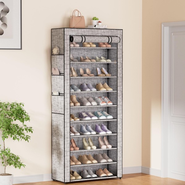 Bonkiss Covered Shoe Rack Tall Metal Shoes Rack Organizer for
