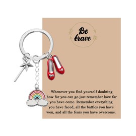 KUIYAI Ruby Slipper Keychain, Musical Inspired Gift, Magic Star Wand Keychain for Friends, Inspirational Gift, Be Brave Oz Uk