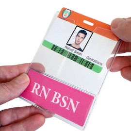 RN BSN BadgeBottom Horizontal RN BSN Badge Buddy & RN BSN Badge Holder Combo - Heavy Duty 2 in 1 Badge Bottom I’D Nursing Accessories - Double Sided Clear Sleeve by Specialist ID