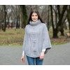 SAOL 100% Merino Wool Cable Knit Ladies Poncho Sweater (Grey)