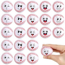 20PCS Mini Baseball Stress Ball Funny Face Squeeze Balls Small Baseball Squeeze Fidget Anxious Balls for Kids Adult Sports Stress Ball for School Carnival Reward Baseball Party Supply Valentine Gift