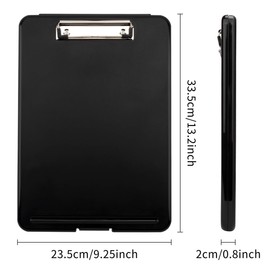 Pechor Clipboard A4, Clip Board Plastic with Storage, Nursing Clipboards Folder with Compartment Organizer, Writing Clip Boards Waterproof for Home School Office, Black