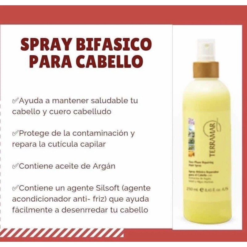 Terramar Spray Bifásico para el Cabello con Extractos de Argán.
