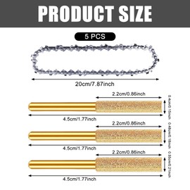 Saw Chains, 6 Inch Chainsaw Chain: Pack of 5 Chainsaw Chains, Drive Links, Universal Chain for Chainsaws, Compatible with All 6 Inch Mini Chainsaws, Carpentry with 3 Pieces Chainsaw Sharpener