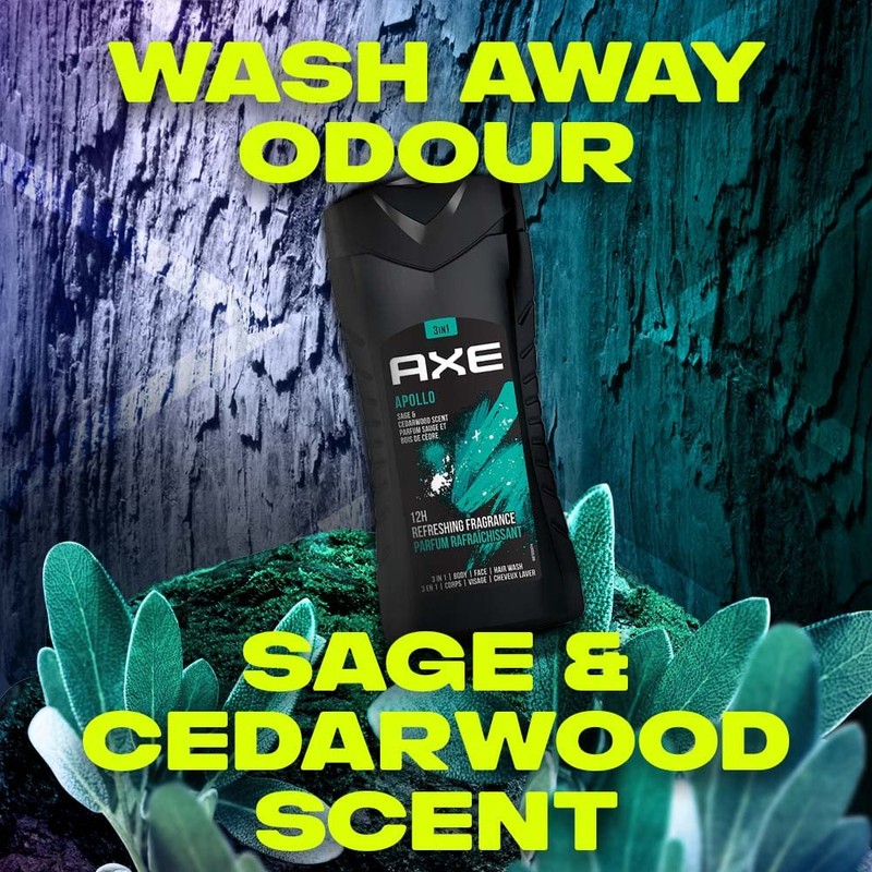 Axe Men's Apollo 3-in-1 Sage & Cedarwood Scent Face Hair