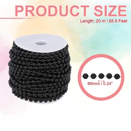 PATIKIL 66 Feet Pearl String 6 mm Craft Pearl Bead Garland Faux Beads Spool Roll Strands Pearls Chain Trim for Wedding Party Flower Christmas Tree Decoration DIY Crafts, Black