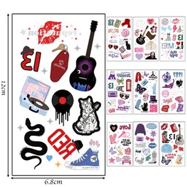 KASESSS 10 Pcs Music Temporary Tattoos, Fake tattoos, Colourful Tattoo Stickers, Temporary Tattoo for Women, Waterproof Party Skin Stickers for Music Festivals, Birthdays, Carnivals, Parties Supplies