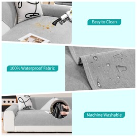 DeepDream Waterproof Sofa Cover Chenille Sofa Cover, Scratch-Resistant Dog Cat Sofa Protector, Non-Slip Sofa Cover Couch Cover 2 3 4 Seater for U Shape L Shape Sectional Sofa (Light Grey, 90 x 180 cm)