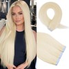 Faddishair Platinum Blonde Tape in Extensions Human Hair 24 Inch