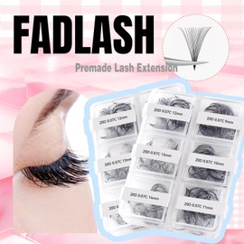 FADLASH Premade Fans Eyelash Extensions 300pcs 20D Premade Lash Fans C Curl Pre Made Fans Lash Extensions Volume Eyelash Extensions Premade Eyelash Fans Loose Fans (20D-0.07C-9-14mm)