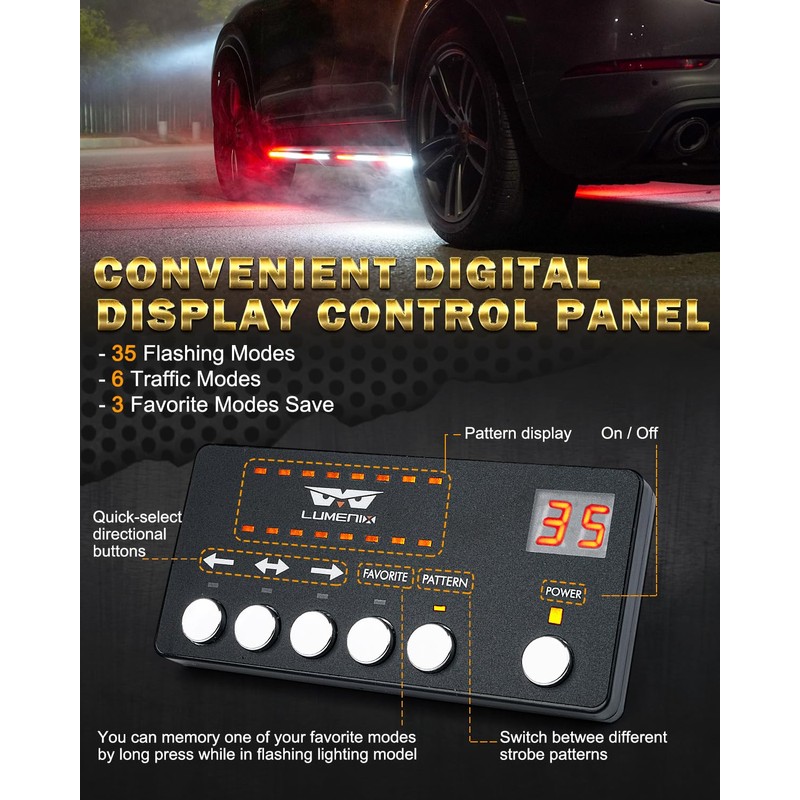 LUMENIX 70 Inch Emergency Running Board Rigid Strobe Lights Strip