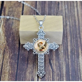 Fashion Jewelry Rare LARGE CELTIC ST MICHAEL CROSS Pendant 925 Sterling Silver 24" Necklace Men