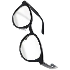 Bliss Leather, Full Model, Small Face Effect, Boston-Shaped, Date Glasses, Black Rim, Sunglasses, Eye Friendly, UV Protection, Plastic Frame, Black x Clear