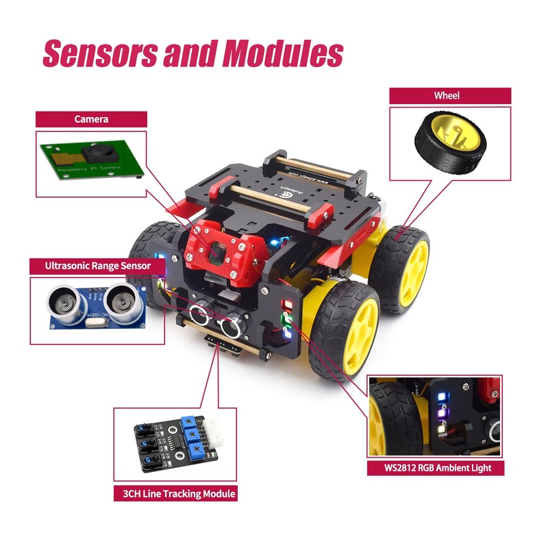 Adeept AWR 4WD Smart Robot Car Kit for Raspberry Pi