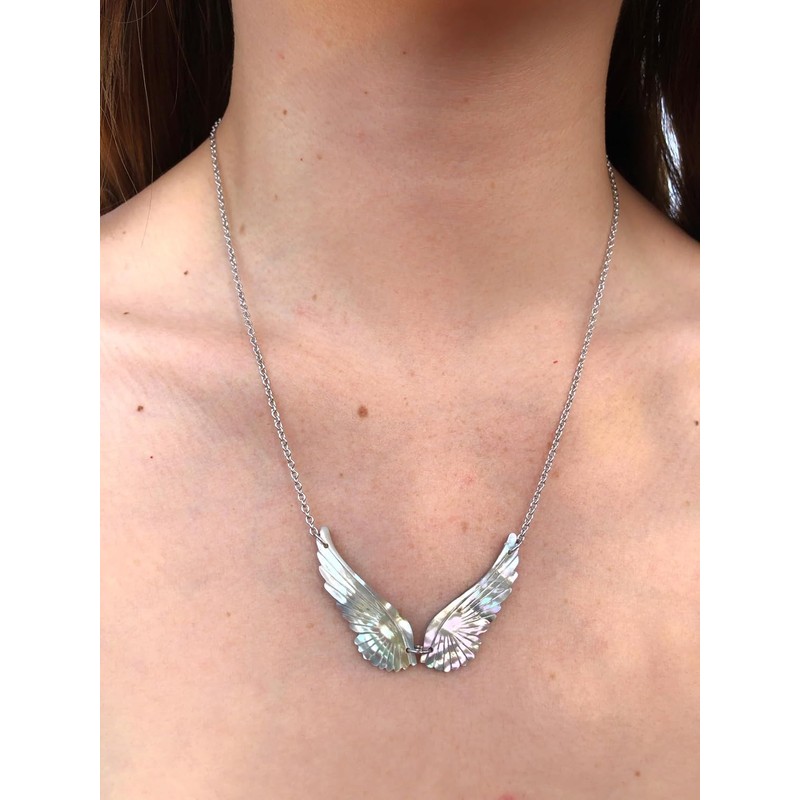 Mirlo Blanco - Juego de collar y aretes de alas