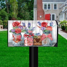 Briarwood Lane Mailbox Cover - Standard Size - Love Filled Mason Jars Valentine's Day for Valentine's Mailbox Cover
