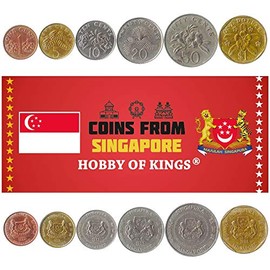 SET OF 6 COINS FROM SINGAPORE, 1, 5, 10, 20, 50 CENTS, 1 DOLLAR, 1985-2012