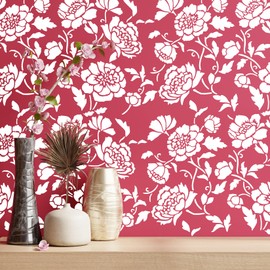 Giant 16.5 inch Peony Flower Pattern Stencils for Painting On Wall Large Paint Templates for Airbrushing Art Crafts Plastic Reusable Wood Burning Stencils for Floor Canvas (Peony)