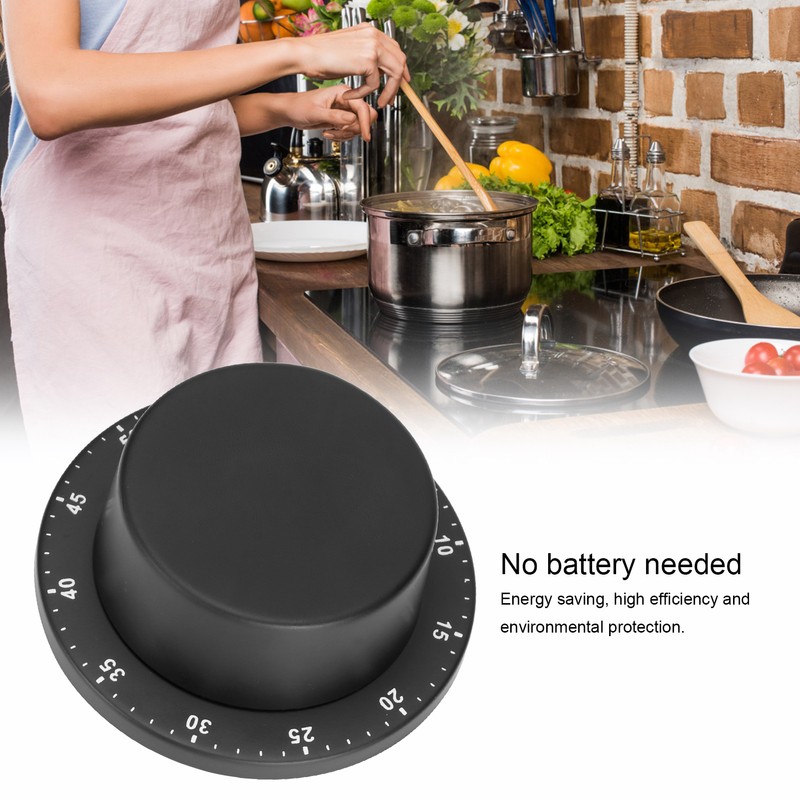 Black Kitchen Mechanical Timer Stainless Steel Reminder for Learning Baking