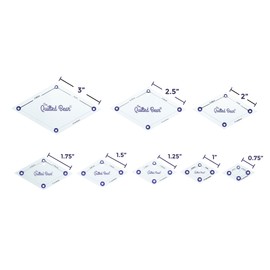The Quilted Bear Diamond Quilting Templates - Set of 8 Non-Slip Clear Acrylic Patchwork Quilt Templates, Quilting Accessories for Patchwork, Dressmaking and Sewing (3/4 inch - 3 inches)
