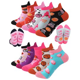 Shyyween 10 Pairs Funny Women Basketball Socks Novelty Ankle Socks Casual Athletics Gifts for Sports Basketball Lovers Coach