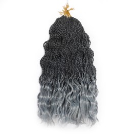 Wavy Senegalese Twist Crochet Braids 6packs/lot 14Inch 35Strands/Pack Synthetic Crochet Hair Curly Twist Braiding Hair (14 Inch, Tsilver-grey#)