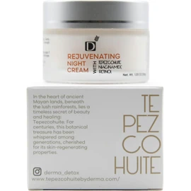 Crema rejuvenecedora de noche con tepezcohuite, retinol, y niacinamida - libre de parabenos, vegana, libre de crueldad