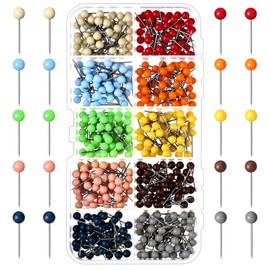 Outus 500 Pieces Map Push Pins Map Tacks Plastic Round Head Tacks with Steel Points, 1/8 Inch(Matte Color)