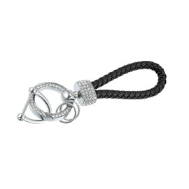 INFINAUTO Car Fob Key Chain Braided Keychains Holder for Men Women Set Black Stylish Design