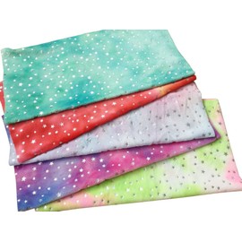 5pcs 12 x 12 Inches Tie Dye Star DIY Fabric Crystal Velvet Short Plush Decorative Cloth Jewelry Cloth Toy Cloth Fabrics DIY Material Set Precut Bundle Patchwork Squares for Home Crafts Sewing