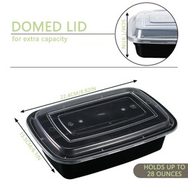 Hao Zhu Meal Prep Containers Reusable-Plastic Food Storage Trays with Lids - Microwavable, Freezer and Dishwasher Safe - Stackable Bento Lunch Boxes - BPA Free (28 oz, 10 Pack)
