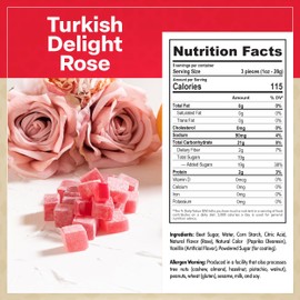 Eastanbul Turkish Delight Rose, 8.8oz, Turkish Delights Candy, Rose Candy, Lokum, Loukoumi, Narnia Gifts, Vegan Gifts, Gluten Free