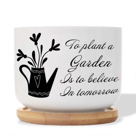 DecStic to Plant A Garden is to Believe in Tomorrow Ceramic Planters Bible Verse Flower Pots for Indoor Plants with Drainage Holes and Saucers Pot for Succulents Cactus Garden Windowsill
