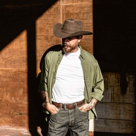 Cinturón Vaquero con Piel de Bisonte Estilo 13 - Color Dark Brown Talla 32