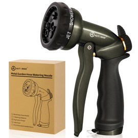 AUTOMAN AUTOMAN Garden Hose Nozzle - 7 Patterns Sprayer, 100% Metal High Pressure Spray Nozzle, Labor-Saving Design, Heavy Duty Water Hose Nozzle for Garden Watering, Car Washing, Window Cleaning,Pets Bathing